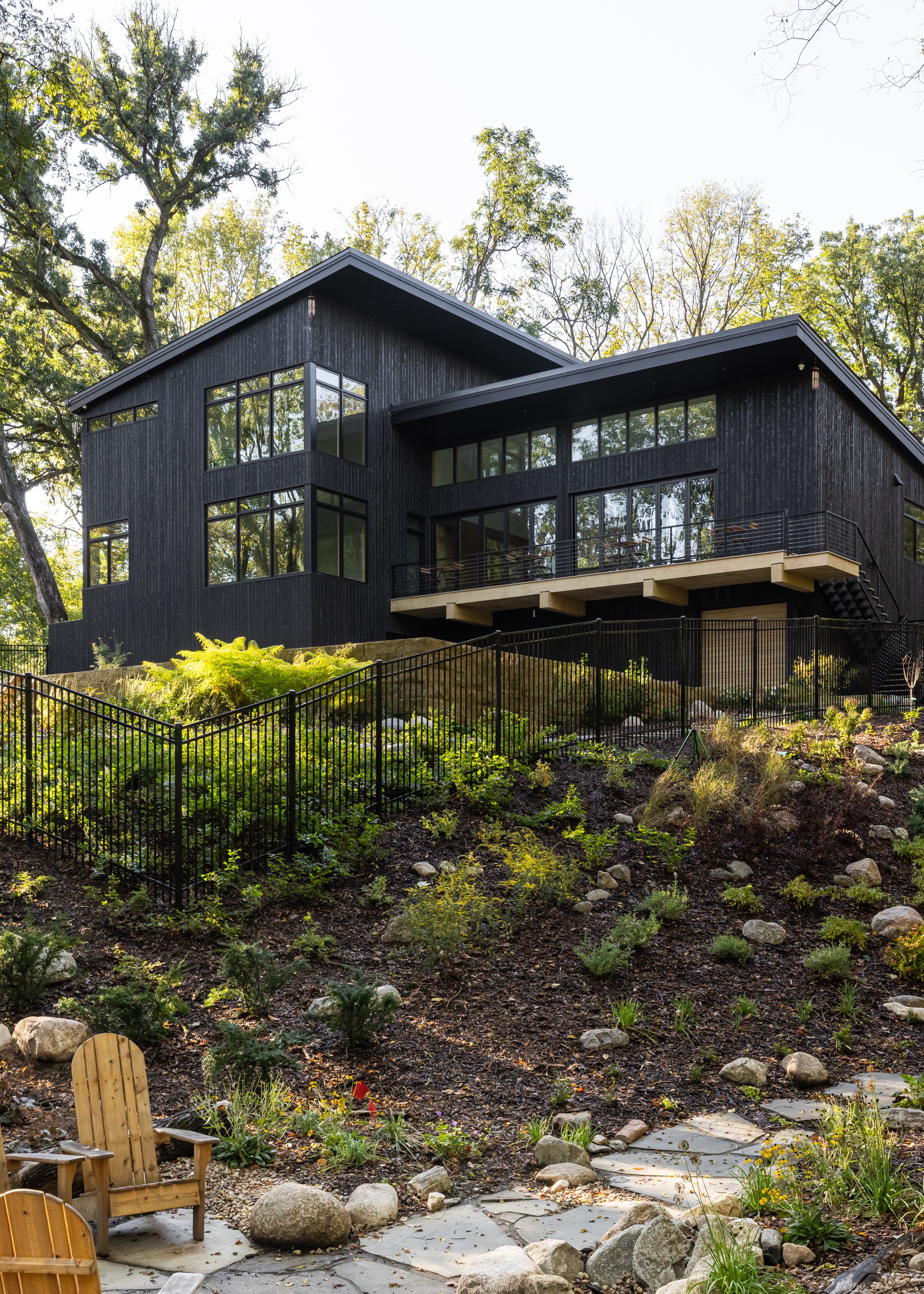 Modern home with natural landscaping