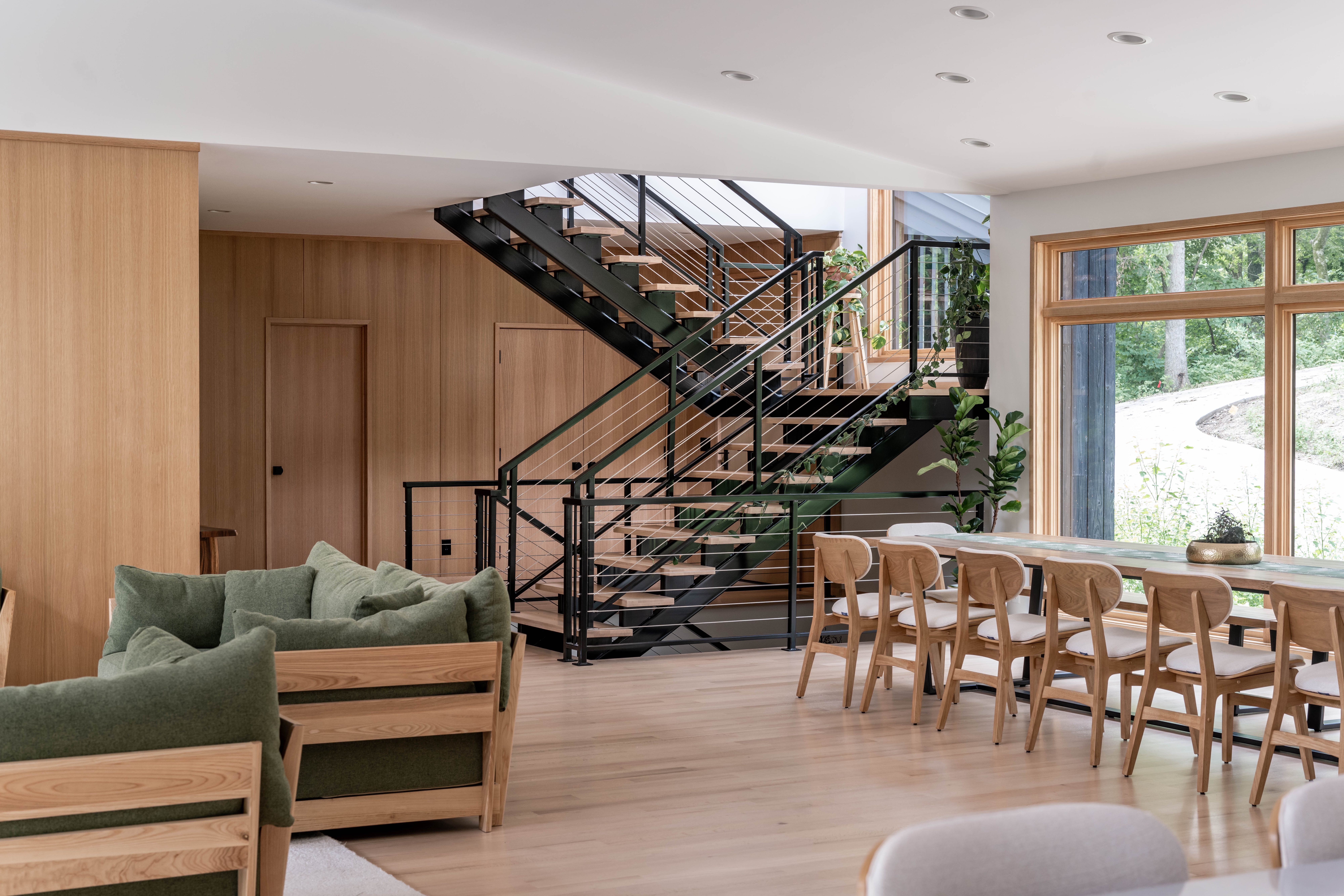 Contemporary interior with open staircase